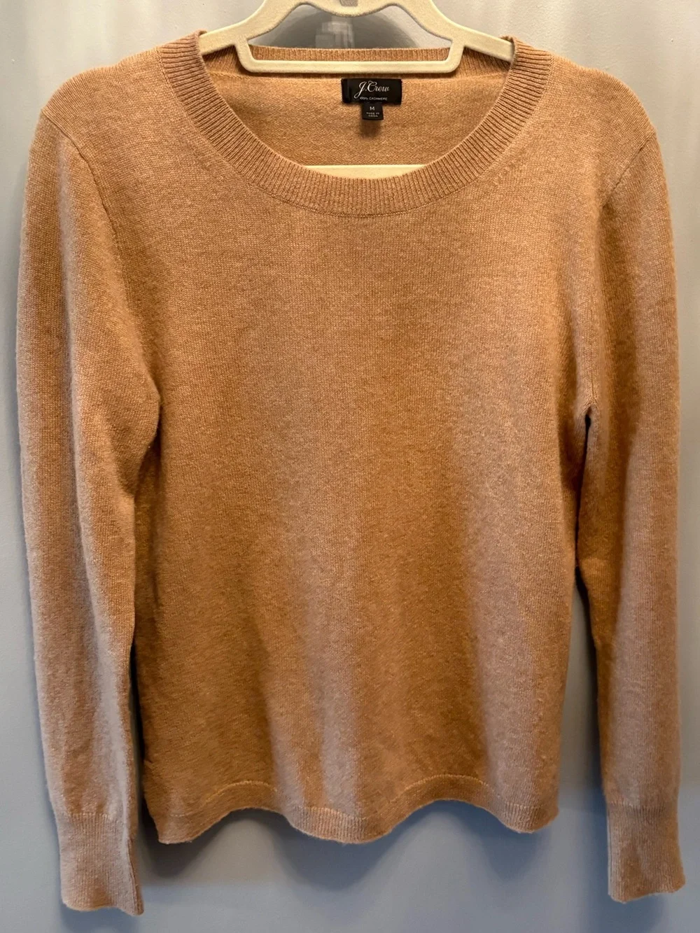 J. Crew everyday 100% cashmere crewneck sweater in heather camel- size M